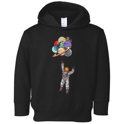 Astronaut Flying Away On Balloons Toddler Hoodie