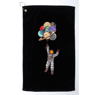 Astronaut Flying Away On Balloons Golf Towel