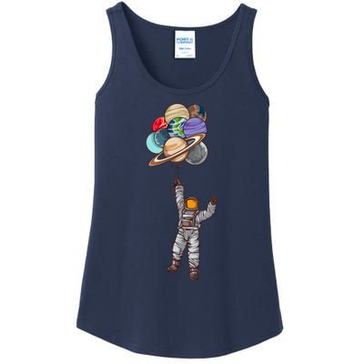 Astronaut Flying Away On Balloons Ladies Essential Tank