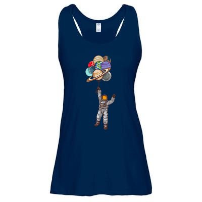 Astronaut Flying Away On Balloons Ladies Essential Flowy Tank