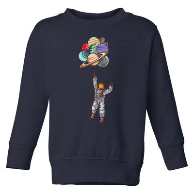 Astronaut Flying Away On Balloons Toddler Sweatshirt