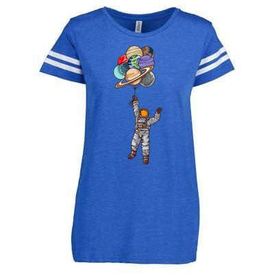 Astronaut Flying Away On Balloons Enza Ladies Jersey Football T-Shirt