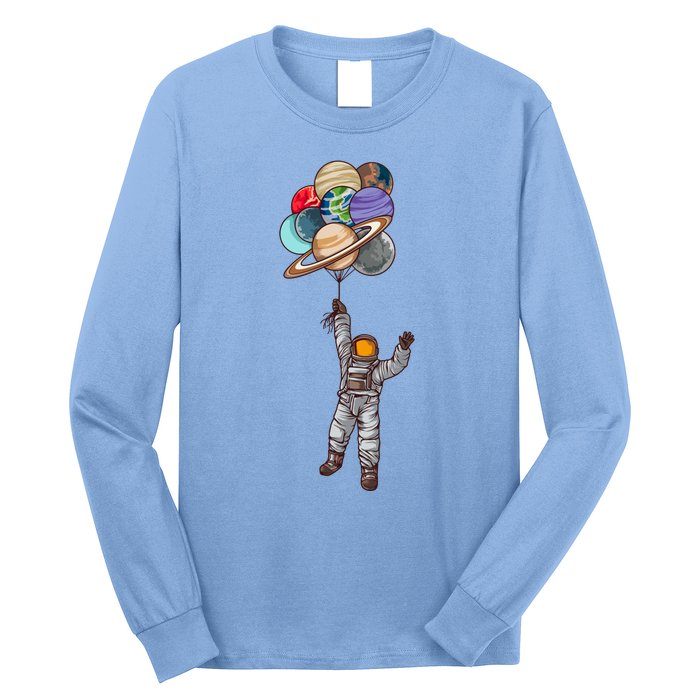 Astronaut Flying Away On Balloons Long Sleeve Shirt