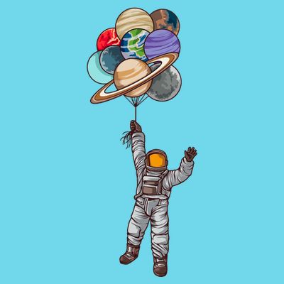 Astronaut Flying Away On Balloons T-Shirt