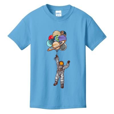 Astronaut Flying Away On Balloons Kids T-Shirt
