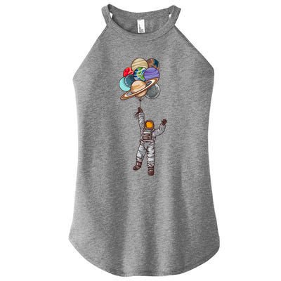 Astronaut Flying Away On Balloons Women's Perfect Tri Rocker Tank