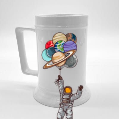 Astronaut Flying Away On Balloons Beer Stein