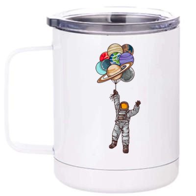 Astronaut Flying Away On Balloons 12 oz Stainless Steel Tumbler Cup