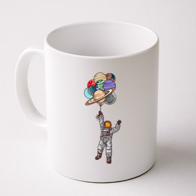 Astronaut Flying Away On Balloons Coffee Mug