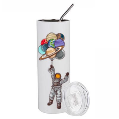 Astronaut Flying Away On Balloons Stainless Steel Tumbler