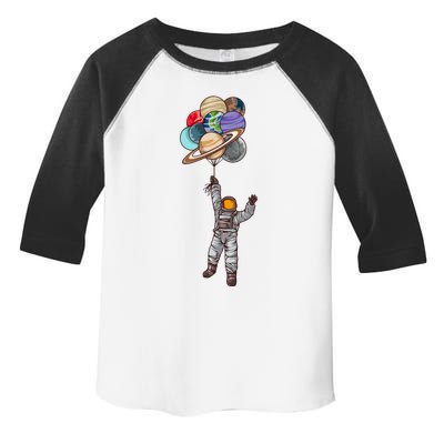 Astronaut Flying Away On Balloons Toddler Fine Jersey T-Shirt