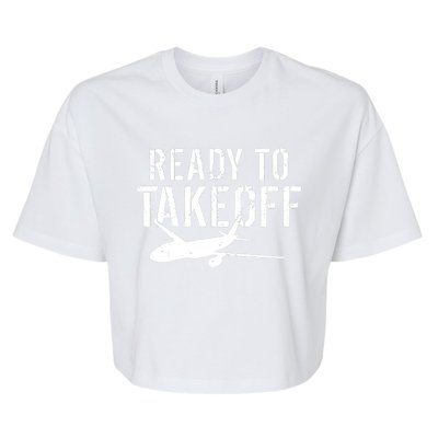 Airplane Flying Aircraft Ready To Take Off Pilot Premium Bella+Canvas Jersey Crop Tee