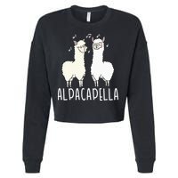 Alpacapella - Funny A Cappella Alpaca Singing Pun Cropped Pullover Crew
