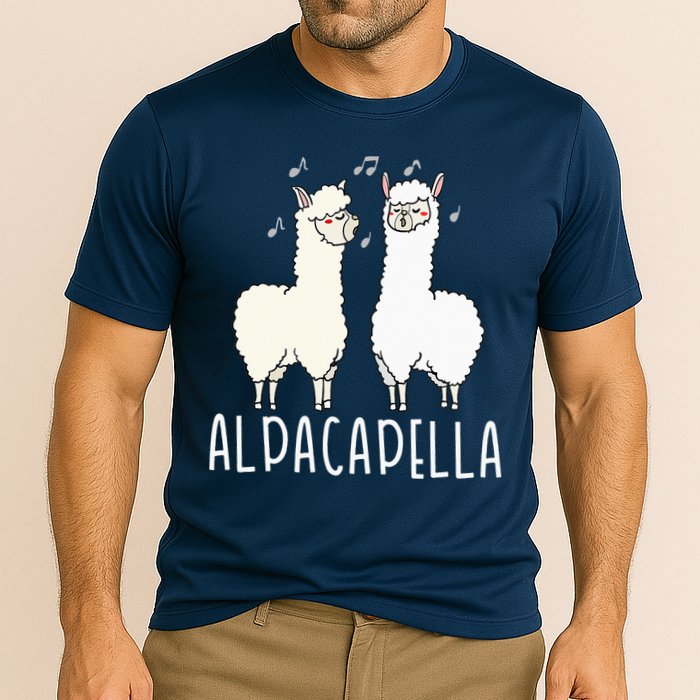Alpacapella - Funny A Cappella Alpaca Singing Pun Cooling Performance Crew T-Shirt