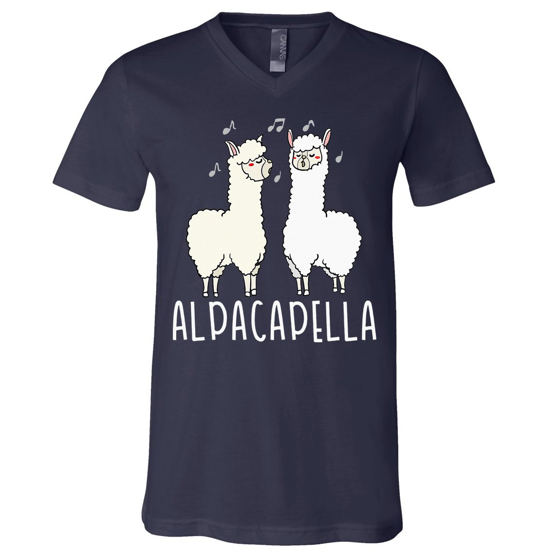 Alpacapella - Funny A Cappella Alpaca Singing Pun V-Neck T-Shirt