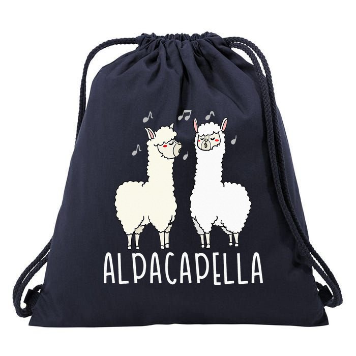 Alpacapella - Funny A Cappella Alpaca Singing Pun Drawstring Bag
