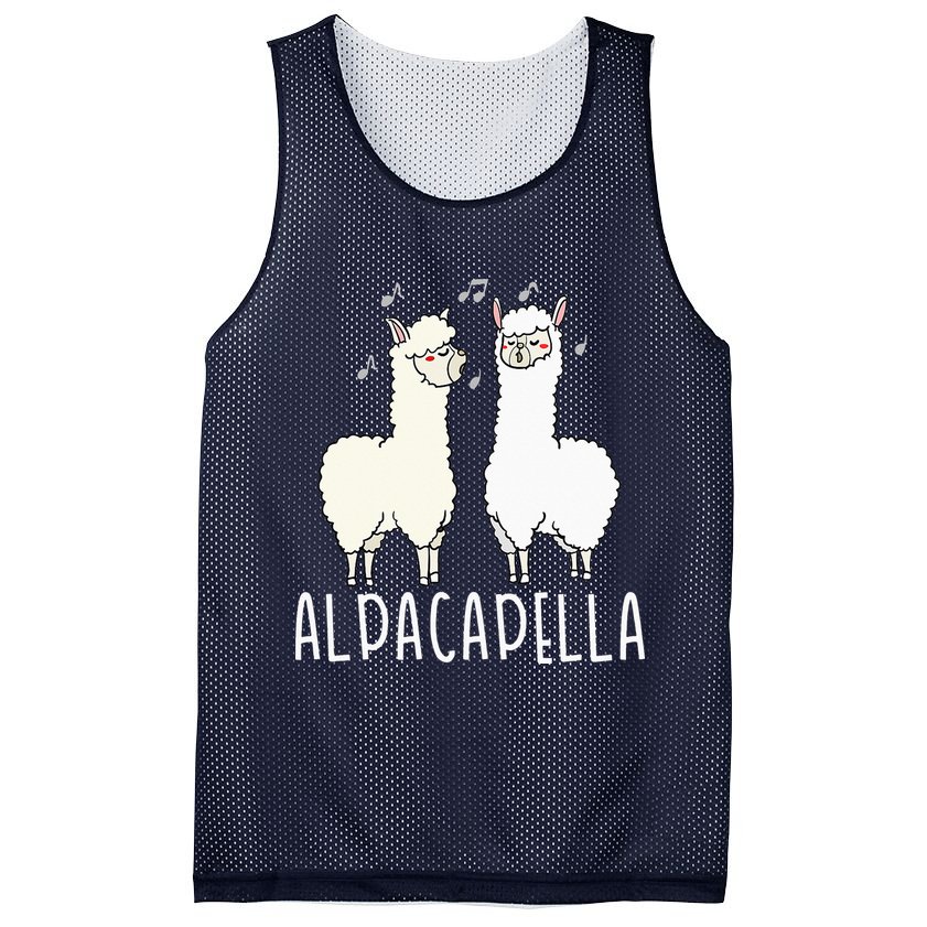 Alpacapella - Funny A Cappella Alpaca Singing Pun Mesh Reversible Basketball Jersey Tank