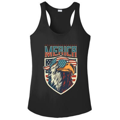 American Flag Bald Eagle 4th of July Patriotic USA Gift Ladies PosiCharge Competitor Racerback Tank