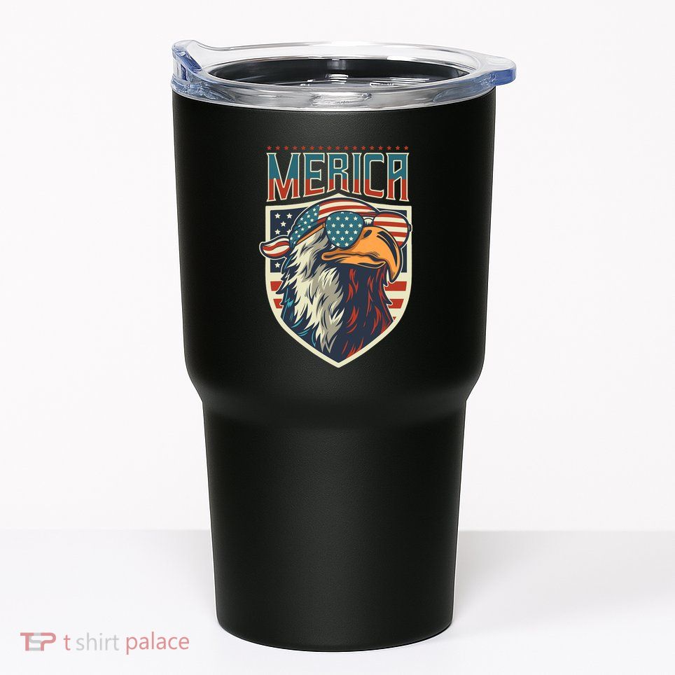American Flag Bald Eagle 4th of July Patriotic USA Gift Tumbler