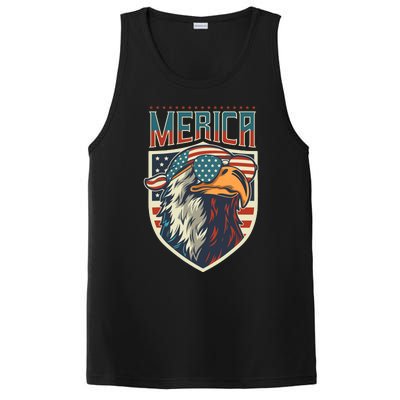 American Flag Bald Eagle 4th of July Patriotic USA Gift PosiCharge Competitor Tank