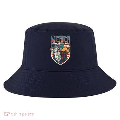 American Flag Bald Eagle 4th of July Patriotic USA Gift Cool Comfort Performance Bucket Hat