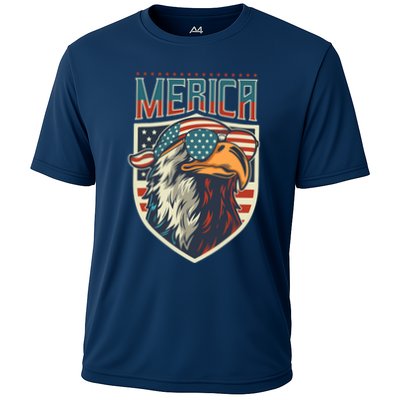 American Flag Bald Eagle 4th of July Patriotic USA Gift Performance Shirt