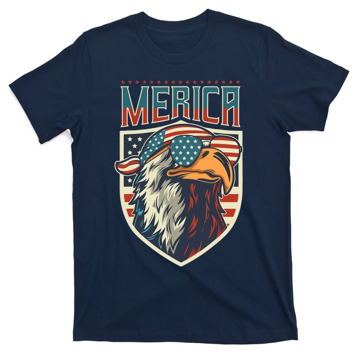 American Flag Bald Eagle 4th of July Patriotic USA Gift T-Shirt