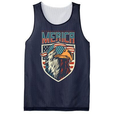 American Flag Bald Eagle 4th of July Patriotic USA Gift Mesh Reversible Basketball Jersey Tank