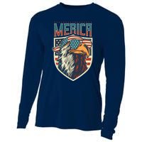 American Flag Bald Eagle 4th of July Patriotic USA Gift Cooling Performance Long Sleeve Crew