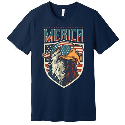 American Flag Bald Eagle 4th of July Patriotic USA Gift Premium T-Shirt