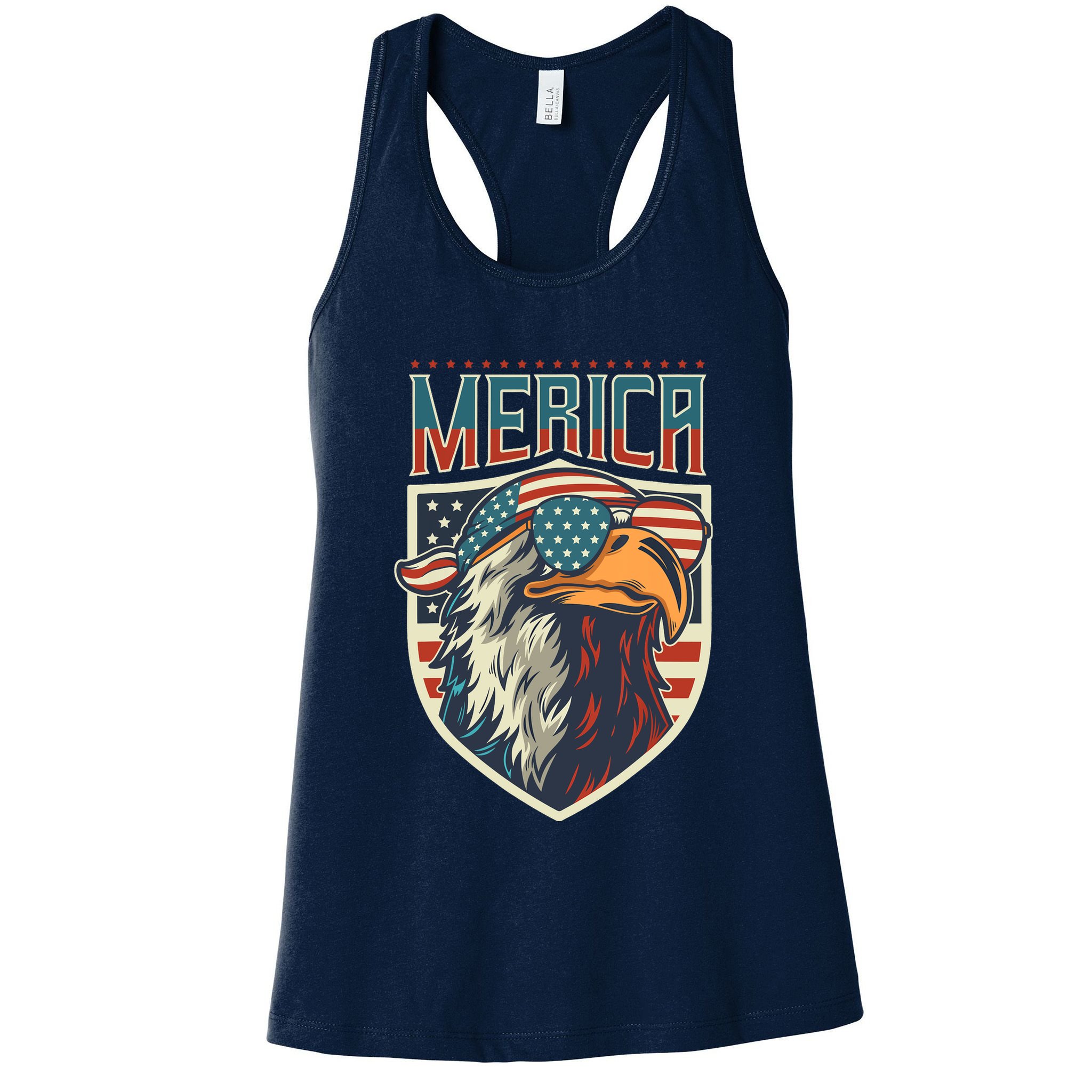 American Flag Bald Eagle 4th of July Patriotic USA Gift Womens Tank Top