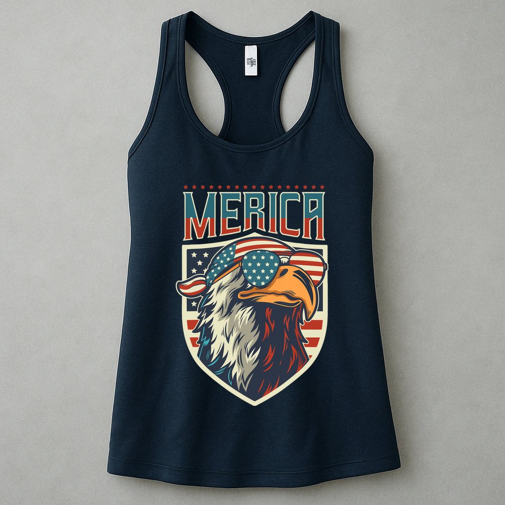 American Flag Bald Eagle 4th of July Patriotic USA Gift Womens Tank Top