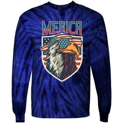 American Flag Bald Eagle 4th of July Patriotic USA Gift Tie-Dye Long Sleeve Shirt