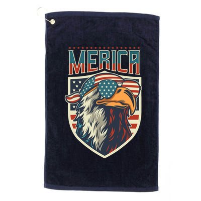 American Flag Bald Eagle 4th of July Patriotic USA Gift Golf Towel