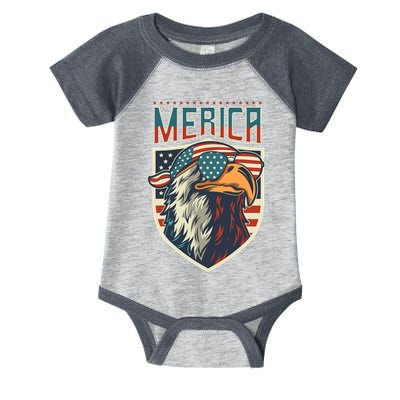 American Flag Bald Eagle 4th of July Patriotic USA Gift Infant Baby Jersey Bodysuit