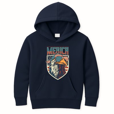 American Flag Bald Eagle 4th of July Patriotic USA Gift Kids Hoodie