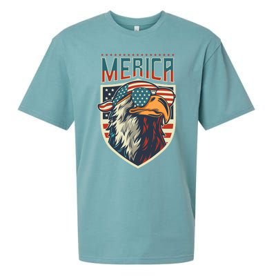 American Flag Bald Eagle 4th of July Patriotic USA Gift Sueded Cloud Jersey T-Shirt