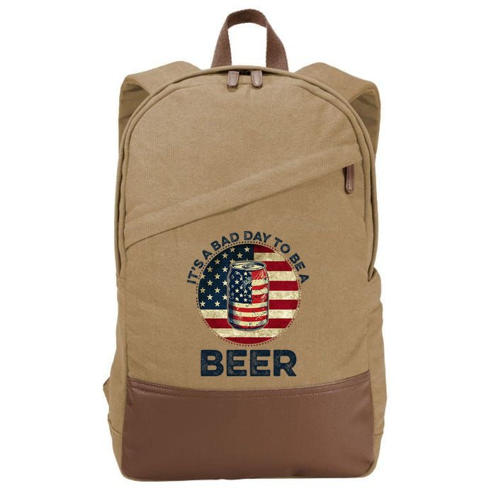 American Flag Beer Glass Its A B.A.D Day To Be A Beer Cotton Canvas Backpack