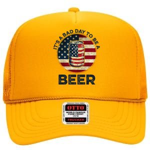 American Flag Beer Glass Its A B.A.D Day To Be A Beer High Crown Mesh Back Trucker Hat