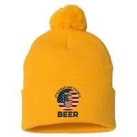 American Flag Beer Glass Its A B.A.D Day To Be A Beer Pom Pom 12in Knit Beanie