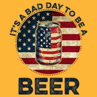 American Flag Beer Glass Its A B.A.D Day To Be A Beer Pom Pom 12in Knit Beanie