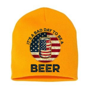 American Flag Beer Glass Its A B.A.D Day To Be A Beer Short Acrylic Beanie