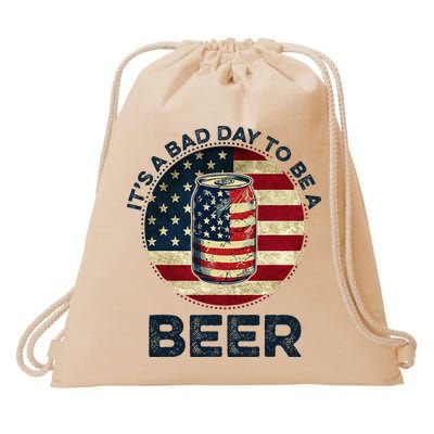 American Flag Beer Glass Its A B.A.D Day To Be A Beer Drawstring Bag