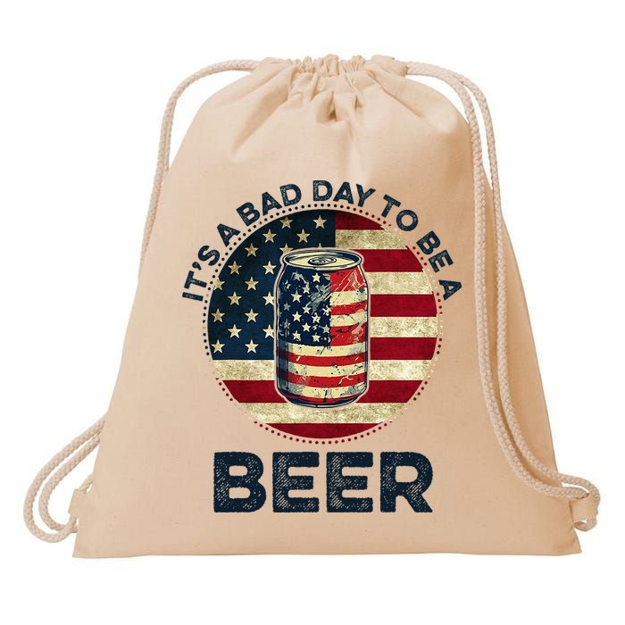 American Flag Beer Glass Its A B.A.D Day To Be A Beer Drawstring Bag