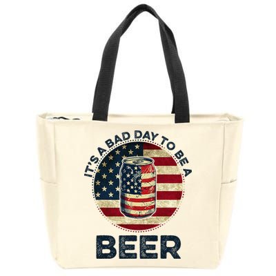American Flag Beer Glass Its A B.A.D Day To Be A Beer Zip Tote Bag
