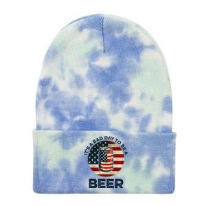 American Flag Beer Glass Its A B.A.D Day To Be A Beer Tie Dye 12in Knit Beanie