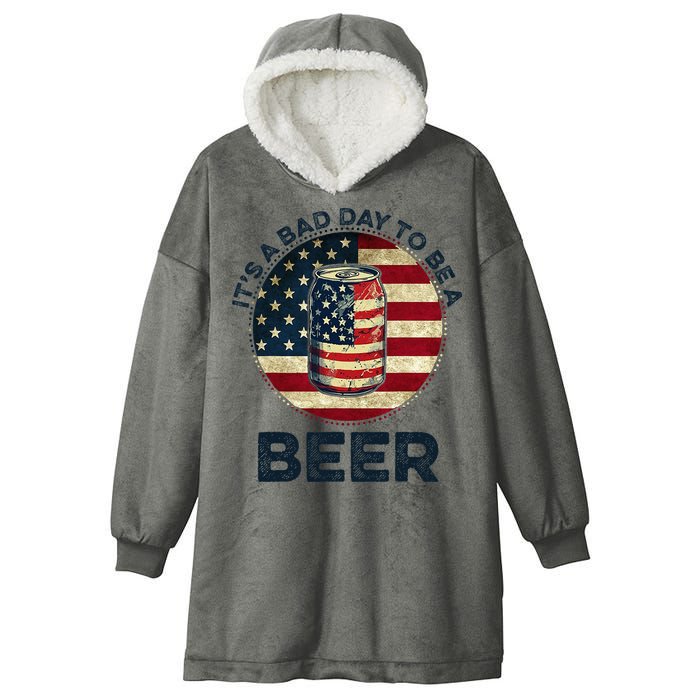 American Flag Beer Glass Its A B.A.D Day To Be A Beer Hooded Wearable Blanket
