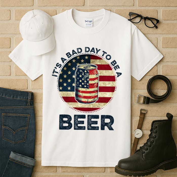 American Flag Beer Glass Its A B.A.D Day To Be A Beer Tall T-Shirt