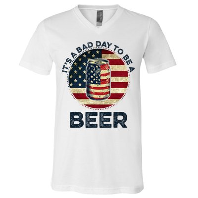 American Flag Beer Glass Its A B.A.D Day To Be A Beer V-Neck T-Shirt