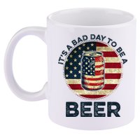 American Flag Beer Glass Its A B.A.D Day To Be A Beer 11oz C Handle Ceramic Mug